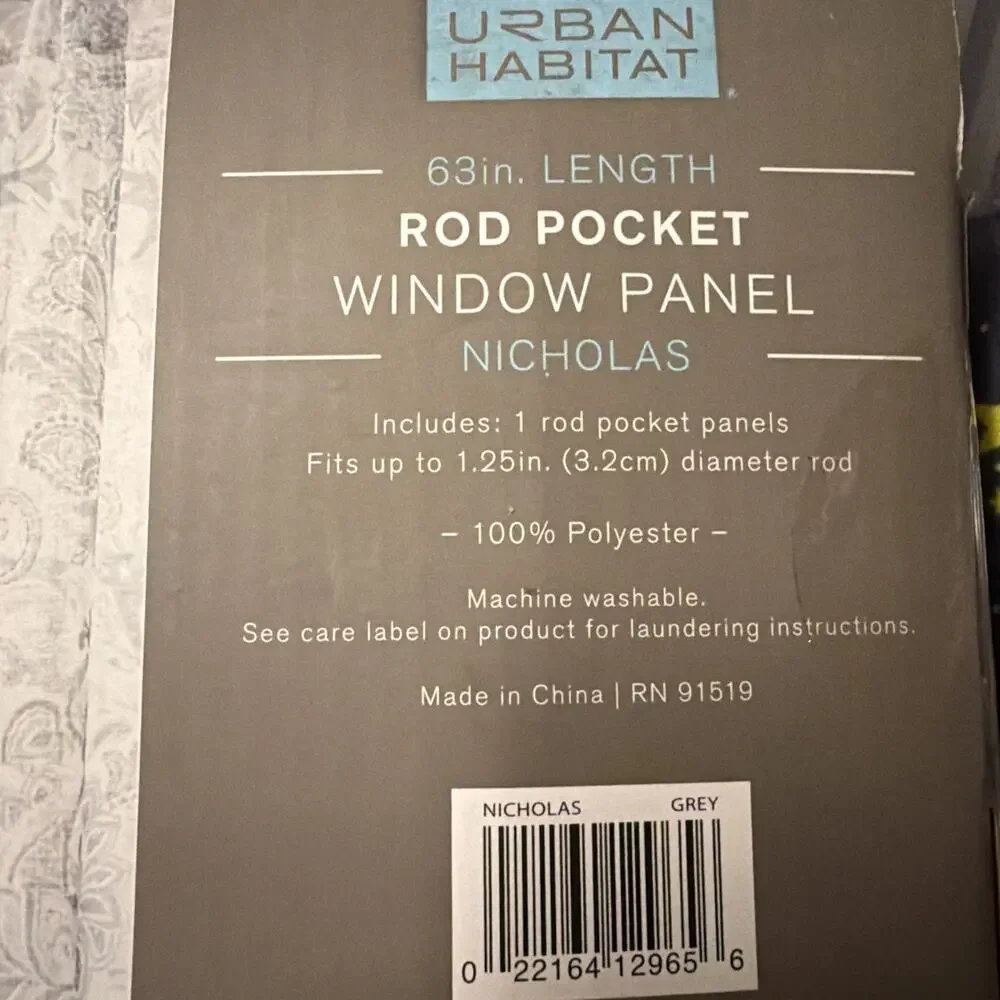 Urban Habitat Nicholas Sheer Rod Pocket Window Panel Semi Sheer 50x63in